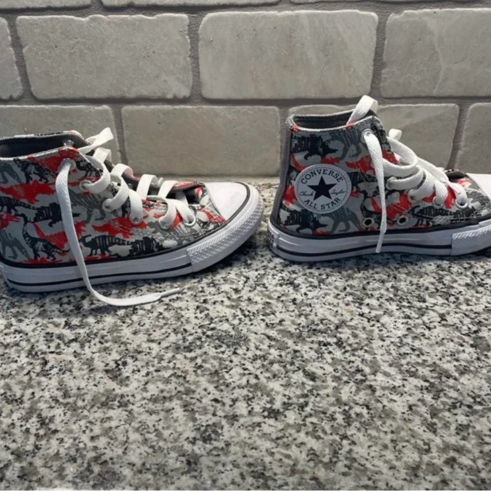 Converse Gray and Orange High-Top Sneakers with Classic Design